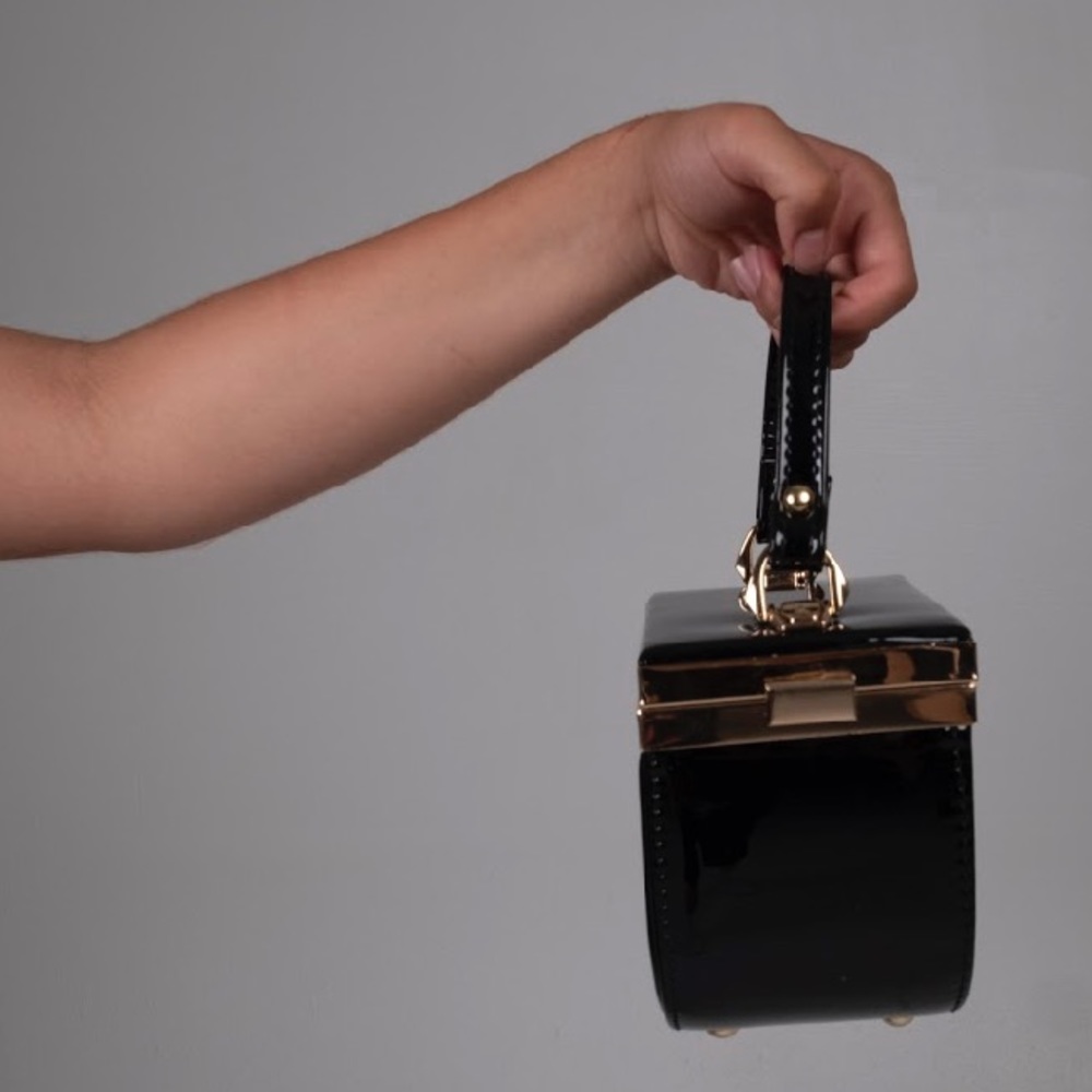Black latch purse